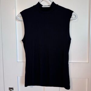 Banana Republic Ribbed Mock Neck Black Sleeveless Top Modal Women’s Size XS
